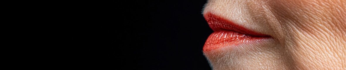 Fototapeta premium Macro focus on chin and lips with faint fine lines visible