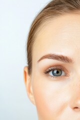 Fototapeta premium Macro focus on forehead lines and subtle skin texture