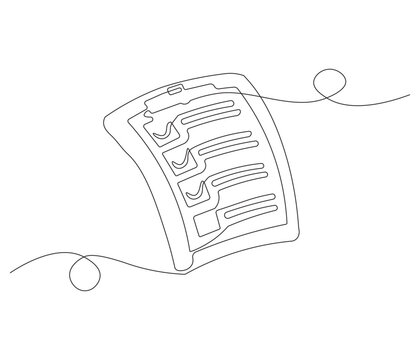 recommend clip art: Clipboard with checklist in One continuous line drawing. Symbol of to do list for business or schedule. Clipboard in simple linear style. Editable stroke. Doodle line illustration