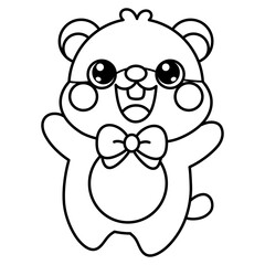Obraz premium cute kawaii Groundhog outline cartoon doodle illustration