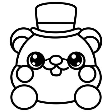 recommend clip art: cute kawaii Groundhog outline cartoon doodle illustration