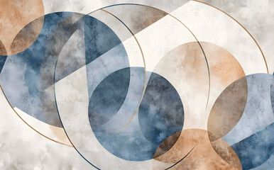 Abstract Grunge Circle Pattern with Teal and Yellow Overlays