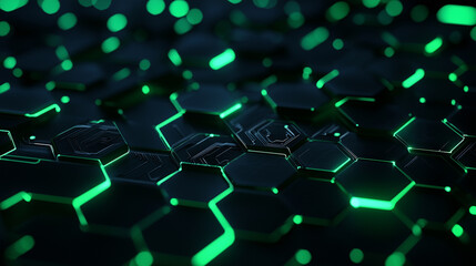 Obraz premium A dark background with luminous green circuit board patterns, tech, futuristic, abstract, modern