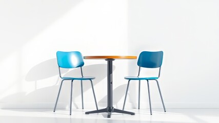 Fototapeta premium Modern Blue Chairs at a Table - Photorealistic