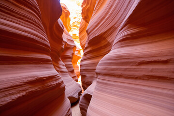 Colorful rocky canyon with sunlit textures