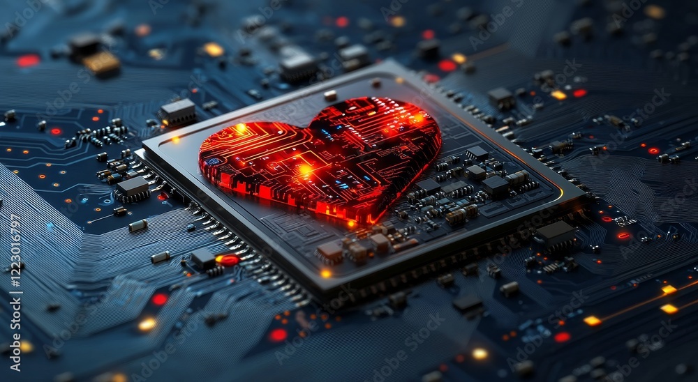 Aufkleber Modern abstract technology design of a high tech circuit board on a blue background