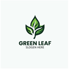 Green Leaf Logo Vector Design Template for Nature Themes.