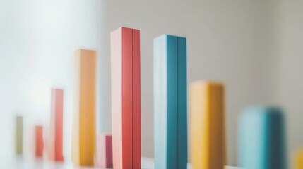 A colorful bar chart representing various financial data points, with sharp edges and vibrant colors, set against a clean white background for a professional look