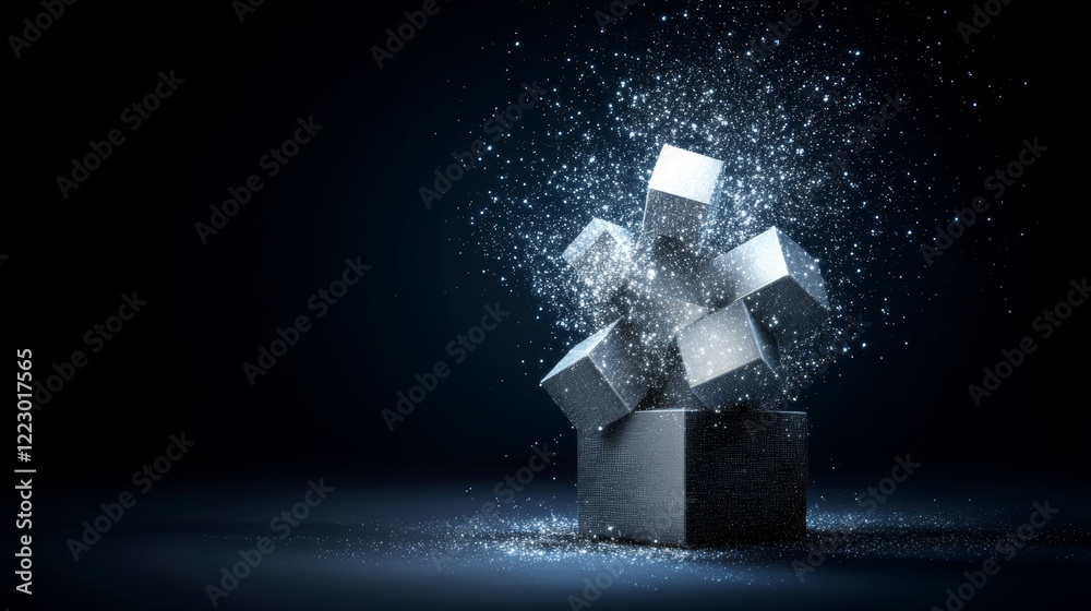 Aufkleber Visualization of a 3D digital binary code matrix backdrop, highlighting connectivity, complexity, and the deluge of data in the contemporary digital era
