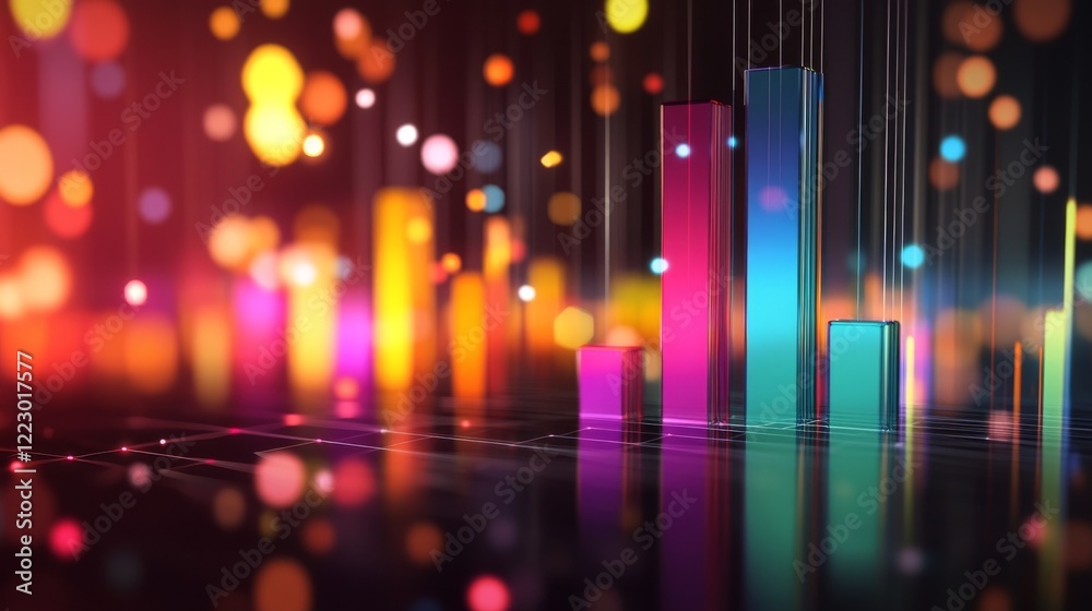 Leinwandbilder a colorful bar graph with d effects and gradient colors, displayed on a dark background, with subtle