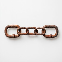 Obraz premium Rusty chain link on a white background