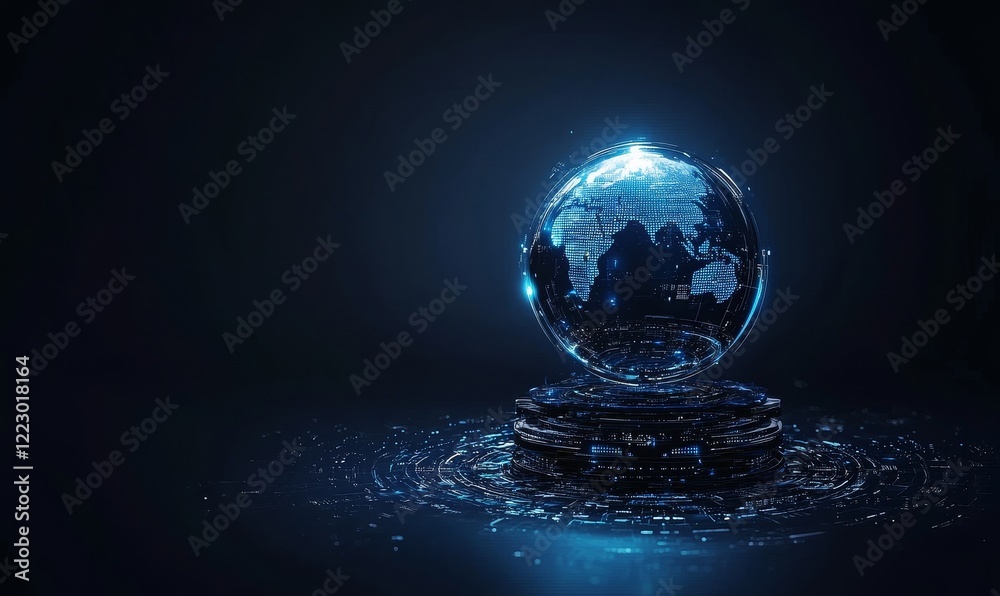 Poster in a science fiction setting, three-dimensional interface technology is showcased