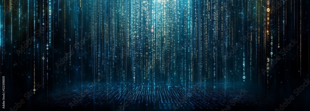 Leinwandbilder Blue background with a mix of technological imagery. High-tech computer and digital technology. Illustration of abstract, modern technology communication