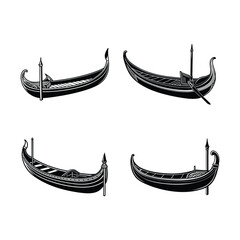 Set of a classic Venetian gondola silhouette illustration © T-shirt Land