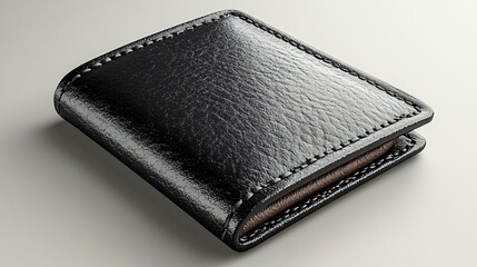 Close-up of a black leather wallet with a sleek and professional design
