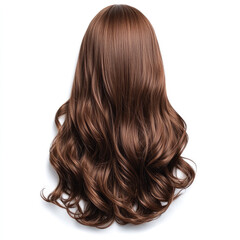 Fototapeta premium Long brown wig with soft curls, perfect for styling options