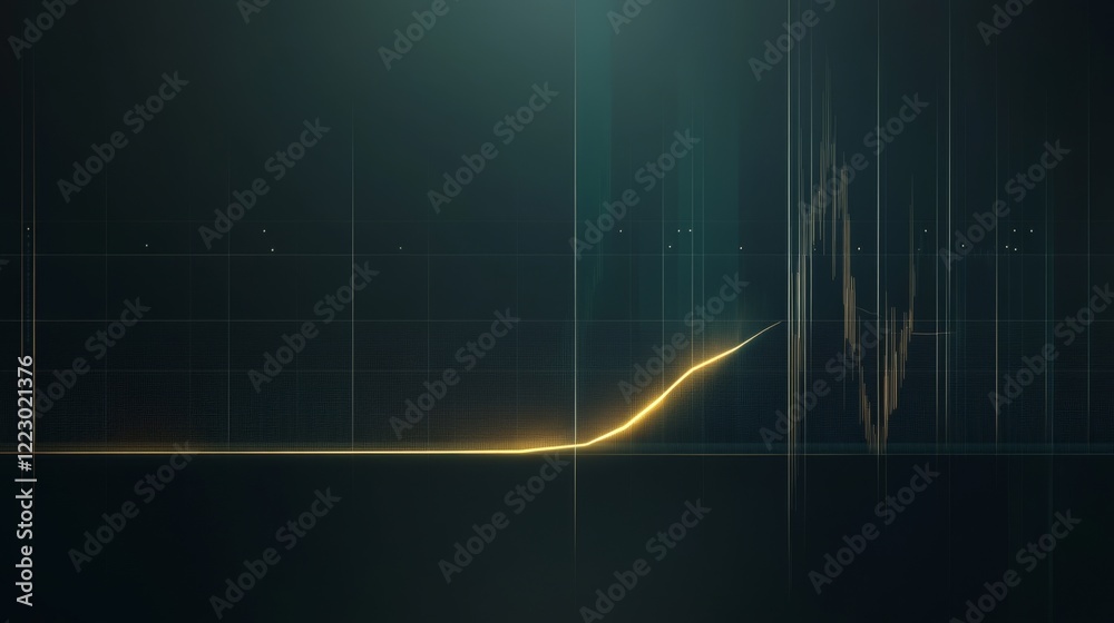 Leinwandbilder a digital chart with a glowing golden line representing gold price trends, set against a dark backgr