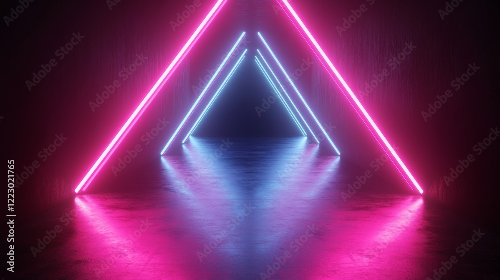 Leinwandbilder a digital representation of futuristic line patterns with glowing effects in neon colors, set agains