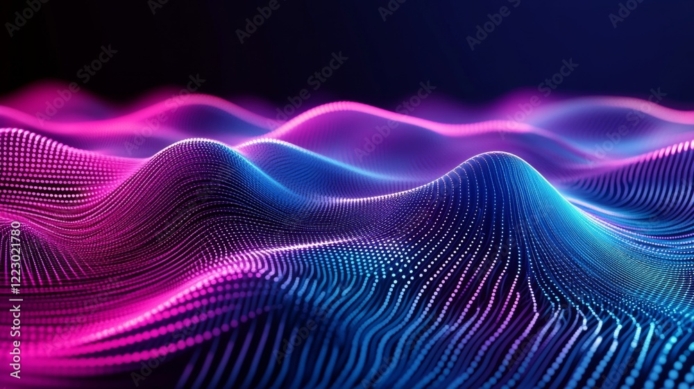 Leinwandbilder a digital representation of futuristic line patterns with glowing effects in neon colors, set agains