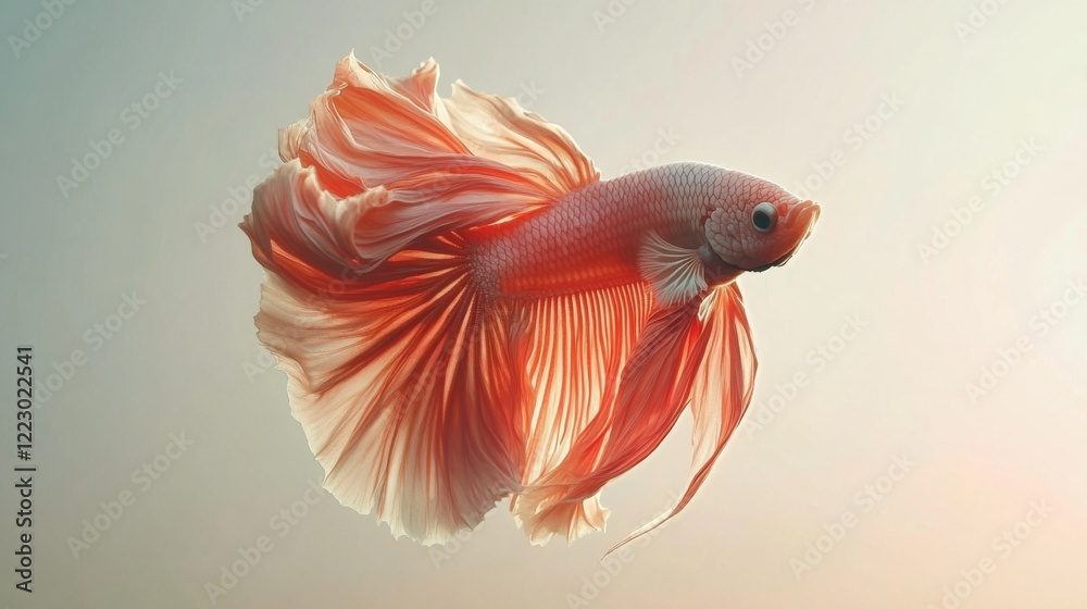 Poster A dynamic image capturing a betta fish in mid-swim, its fins elegantly trailing behind, set against a minimalist background to highlight its beauty