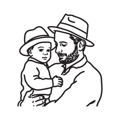 Man Lifting Baby Silhouette Art - Man Holding Child Vector - Man Holding Child Doodle - Fatherhood Inspiration Illustration - Man Holding Child Line Art
