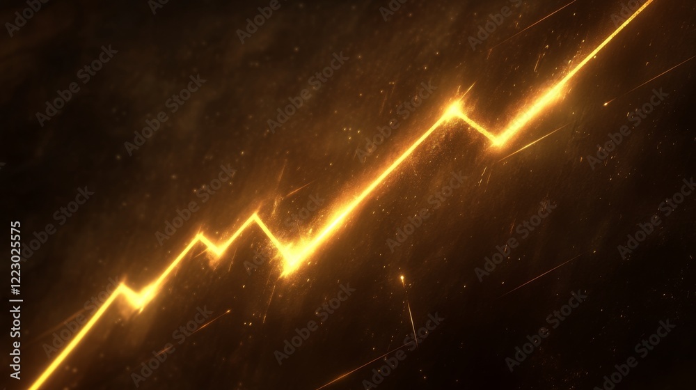 Poster A gold price line graph with a golden upward trend line, set against a dark background with glowing highlights and grid lines for a high-value look