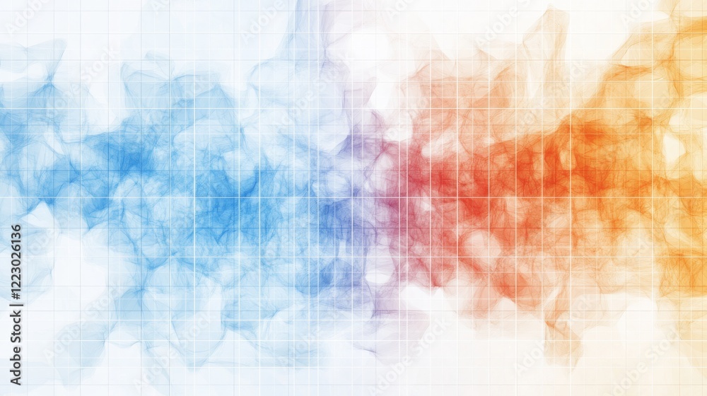 Fototapete A heatmap graph with gradient color blocks transitioning from cool blues to warm reds, displayed on a white grid for a professional analysis look