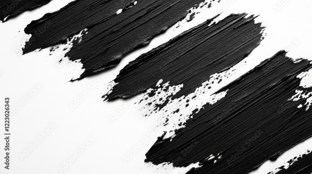 Poster a high-contrast abstract background with bold black brushstrokes on a white canvas, creating an arti