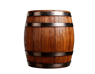 Obraz premium Isolated wooden oak barrel on a clear or white background, png 