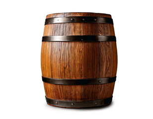 Obraz premium Isolated wooden oak barrel on a clear or white background, png 