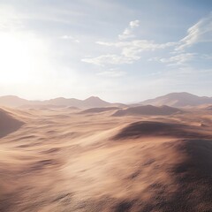 Fototapeta premium Expansive Desert Landscape Under a Bright Sky