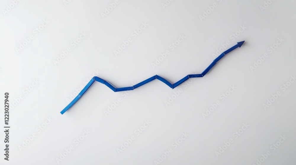 Aufkleber a minimalist line graph with a continuous upward trend in blue against a white background, highlight