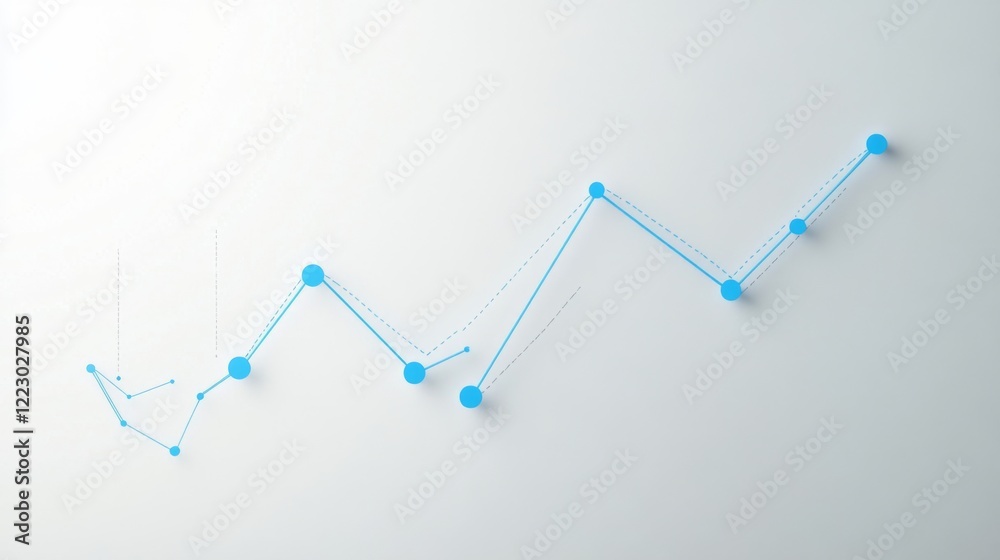 Aufkleber a minimalist line graph with a continuous upward trend in blue against a white background, highlight