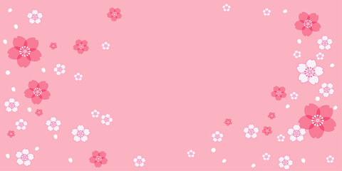 淡く上品な桜の花吹雪　〜春のデザイン背景素材〜