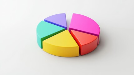 A modern pie chart with vibrant colors and clean, divided segments, set against a white background for a sharp, minimalist look