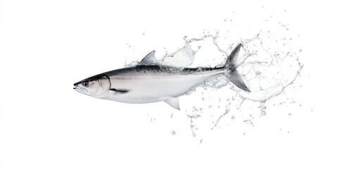Obraz premium A fish is swimming in a body of water. The water is splashing and the fish is surrounded by the water