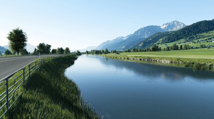 Serene River Valley Landscape