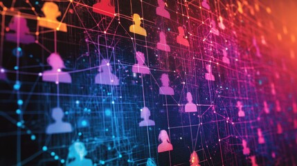 Obraz premium Digital Social Media Network with User Icons and Connections
