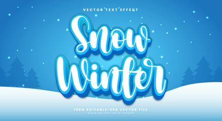 Snow Winter editable text effect template Suitable for Winter adventure Theme