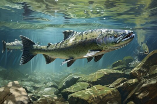 Underwater Encounter: Chinook and Springer Salmon Smolt in River - AR 3:2