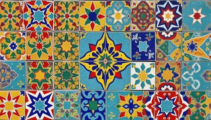 Vibrant Colorful Tile Mosaic Pattern Design