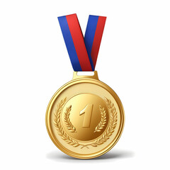 A 3D gold medal icon, isolated on a transparent or white background, symbolizing achievement 