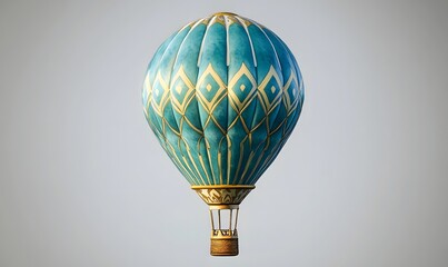 Obraz premium Elegant teal hot air balloon, studio shot, travel, adventure