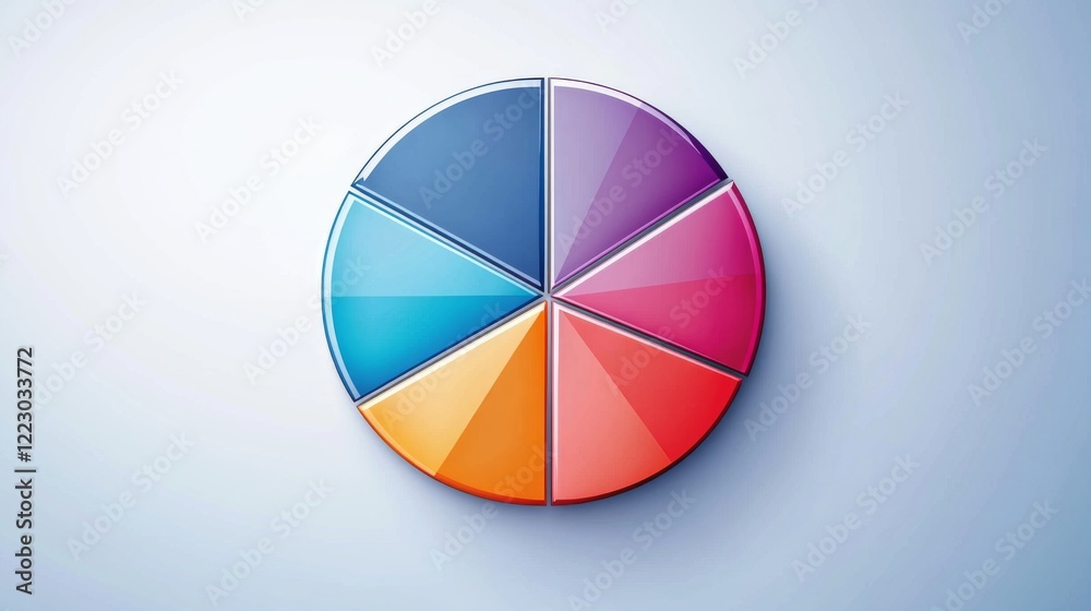 Poster a simple circular graph in gradient colors with sections divided by clean lines, set on a light back
