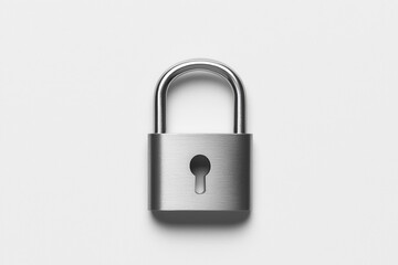 Fototapeta premium privacy settings icon, cybersecurity lock, minimal design, gray and white, isolated on white background , closes up