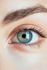 Naklejka premium Under-eye focus showcasing soft wrinkles and faint pigmentation