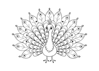 Fototapeta premium Vintage illustrations of Peacock vector icon isolated on white background