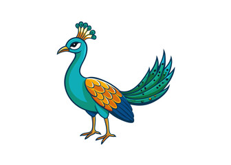 Naklejka premium Greeting watercolor card with peacock. Frame of peacock made in Isolated vector illustration