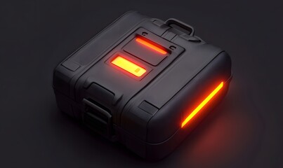Obraz premium Glowing briefcase, dark background, countdown, security