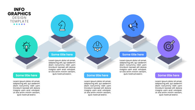 Infographic template. Isometric line with 5 steps